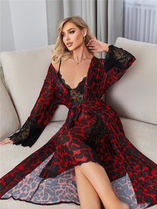 Red Leopard Nightgown Set