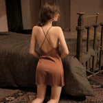Charger l&#39;image dans la galerie, Chemise de nuit rétro en dentelle avec dos nu
