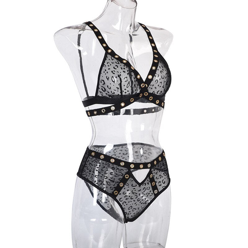 Leopard Goth Bandage Lingerie